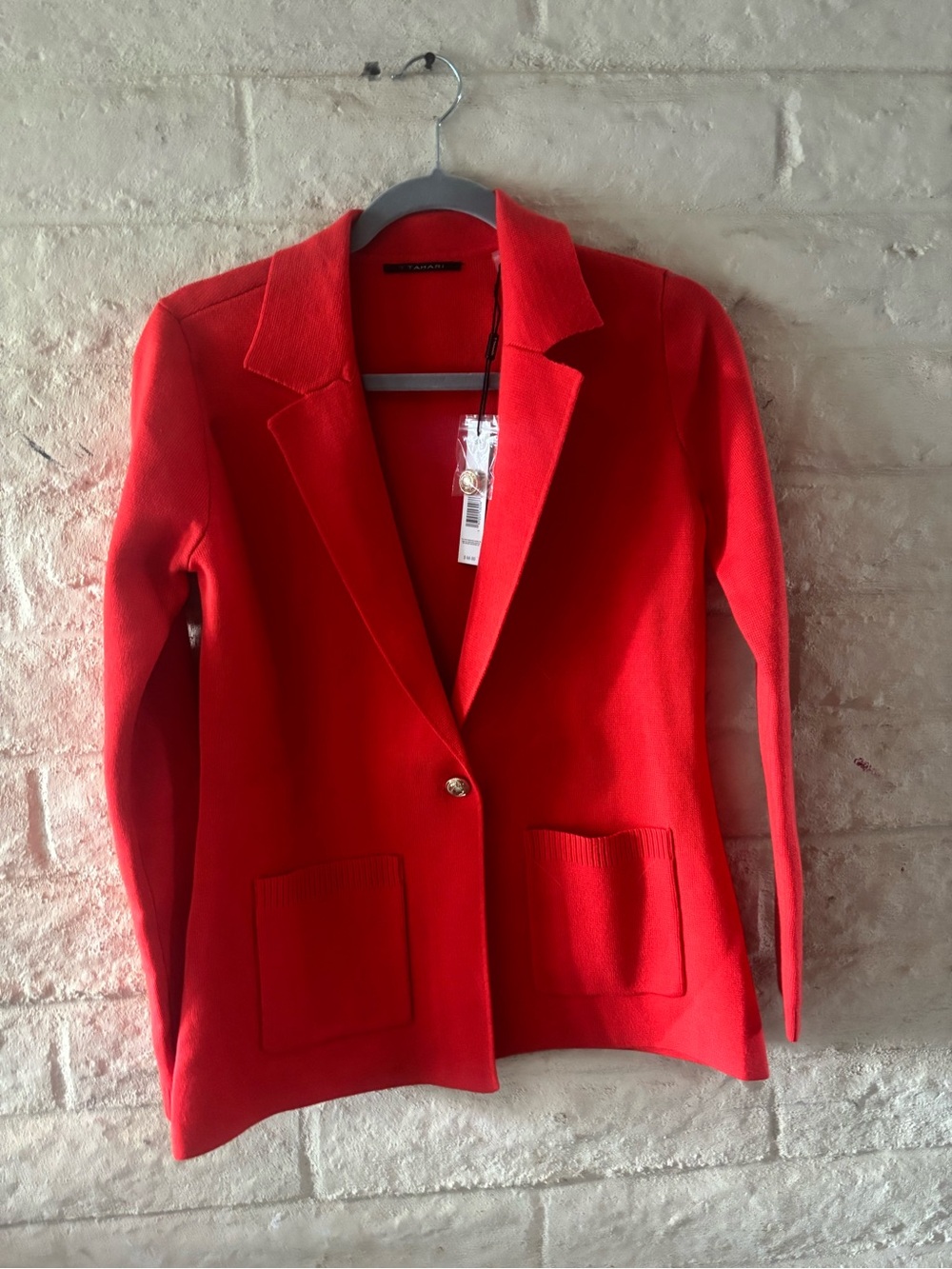 Tahari Poppy Red Knit Blazer-NWT-Small